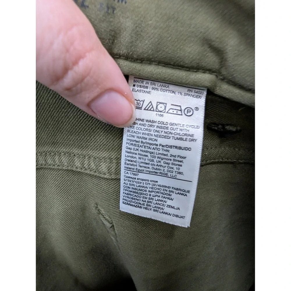 Banana Republic Men's Slim Traveler Pant Green Olive Cotton Stretch Chino- 42/32